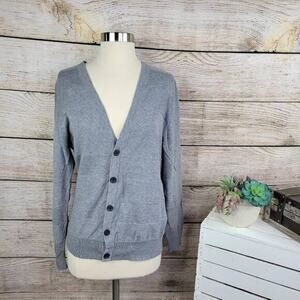 H&M Women's Ribbed Knit V Neck Long Sleeves Gray Cardigan‎ Size Medium